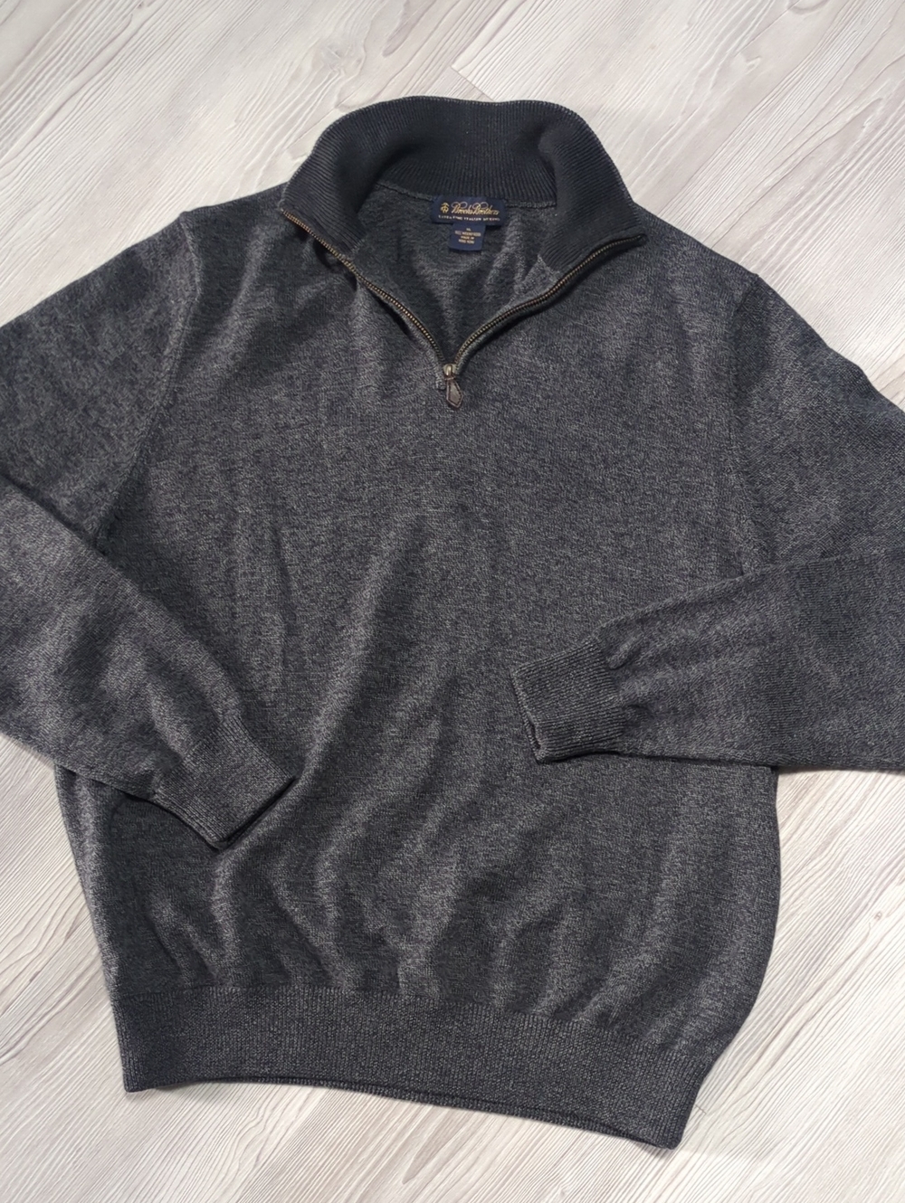 Brooks Brothers 100% Merino Wool Quarter Zip Sweater Gray Men's XL